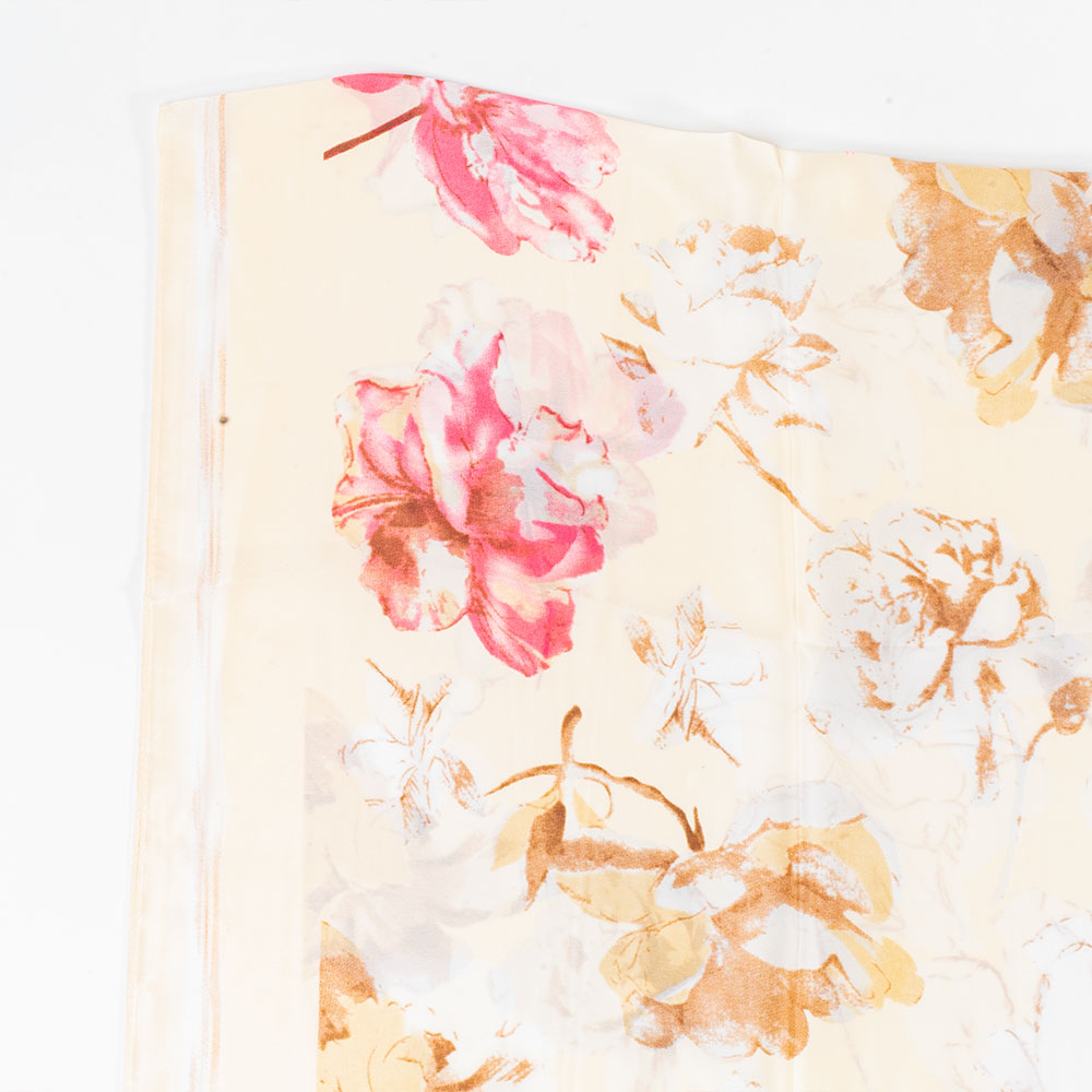 Virágok És Betűk Sál, 85 X 180 Cm, Fehér, 100% Vegán Selyem 4 