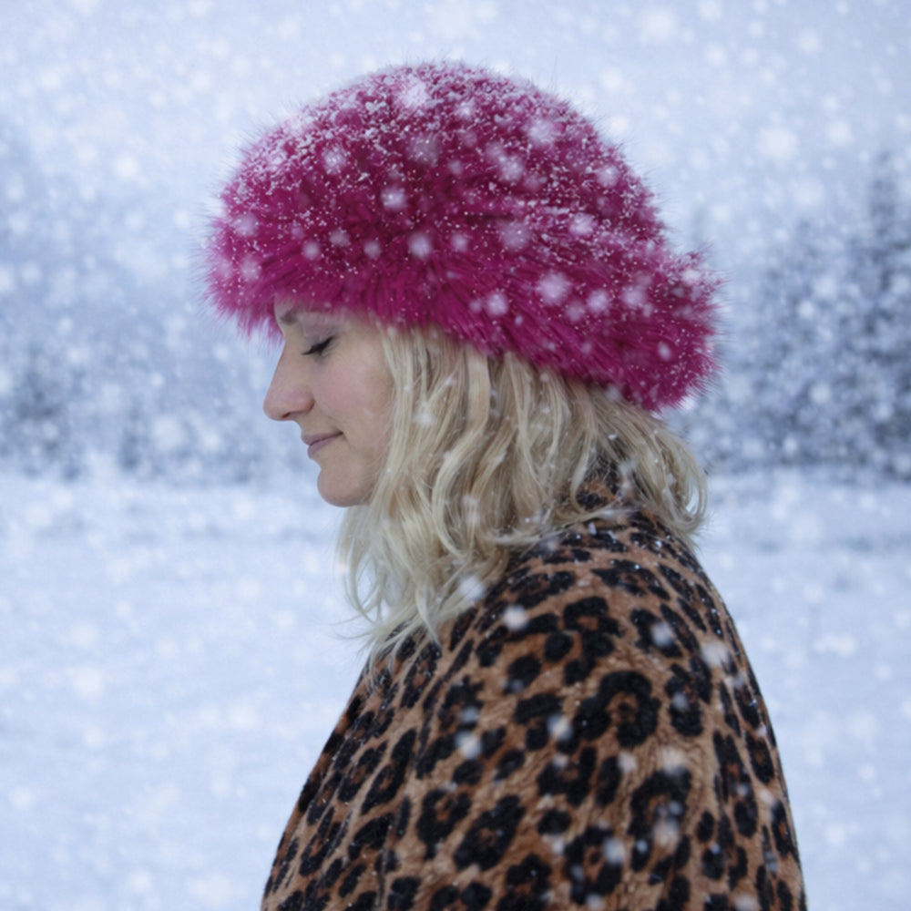 Rózsaszín műszőrme téli sapka – egyméretes 3 