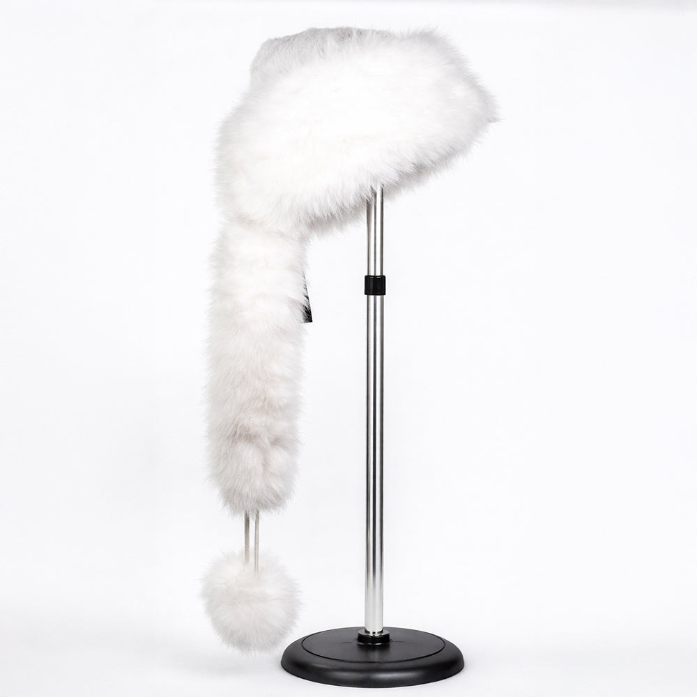 Fehér műszőrme téli sapka sállal – egyméretes 1 