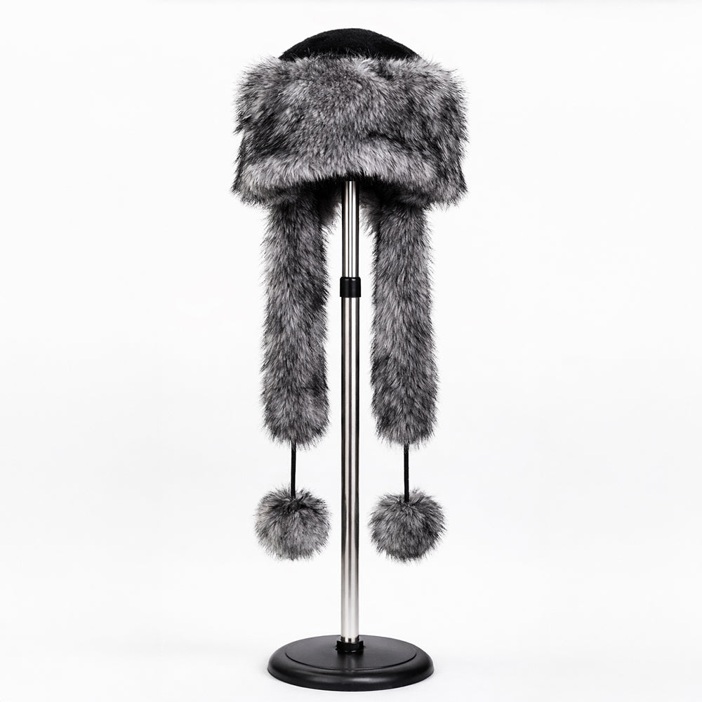 Ezüst műszőrme téli sapka sállal – egyméretes 1 