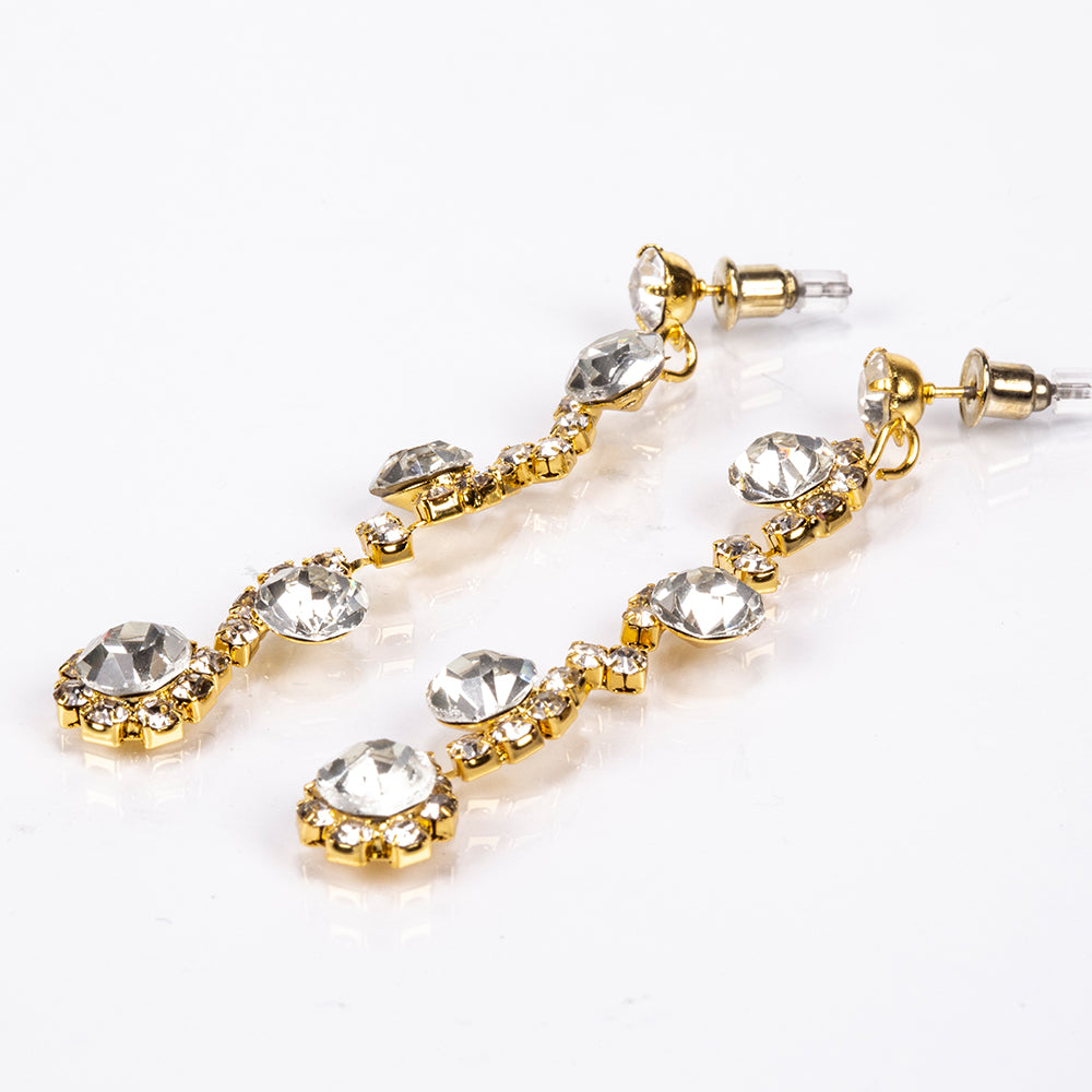 Arany tónusú Emporia Ötvözetű Táska Fehér Emporia® Kristállyal ( Nyaklánc+Fülbevaló+Karkötő+Gyűrű )