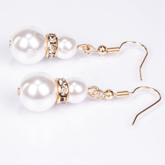 Arany tónusú Emporia Ötvözetű Óra Fehér Emporia® Kristállyal ( Nyaklánc+Fülbevaló+Karkötő )