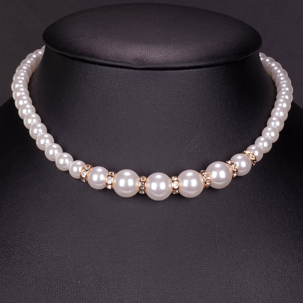 Arany tónusú Emporia Ötvözetű Óra Fehér Emporia® Kristállyal ( Nyaklánc+Fülbevaló+Karkötő ) 9 