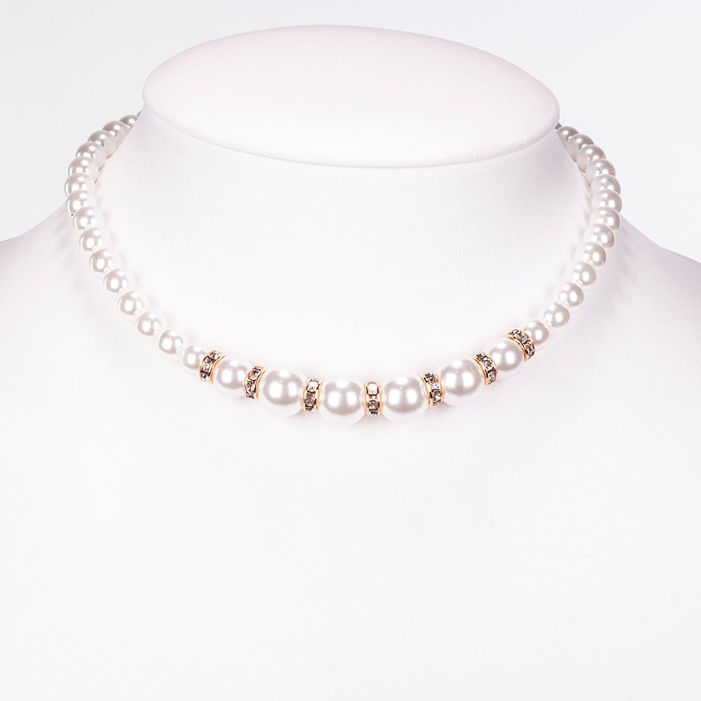 Arany tónusú Emporia Ötvözetű Óra Fehér Emporia® Kristállyal ( Nyaklánc+Fülbevaló+Karkötő ) 10 