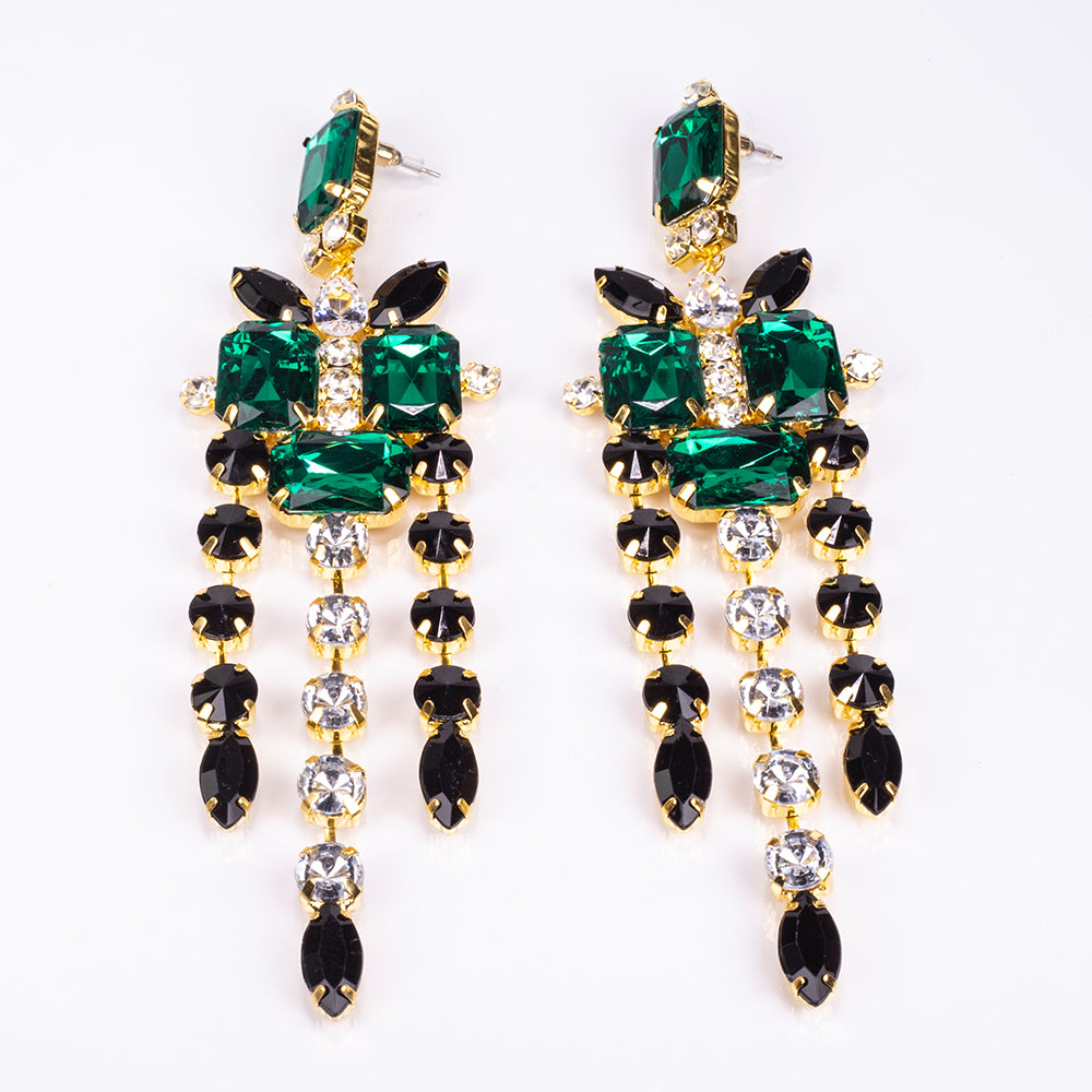 Arany tónusú Emporia Ötvözetű Szett Zöld Emporia® Kristállyal és Fehér Emporia® Kristállyal ( Nyaklánc+Fülbevaló ) 2 