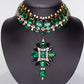 Arany tónusú Emporia Ötvözetű Szett Zöld Emporia® Kristállyal és Fehér Emporia® Kristállyal ( Nyaklánc+Fülbevaló )