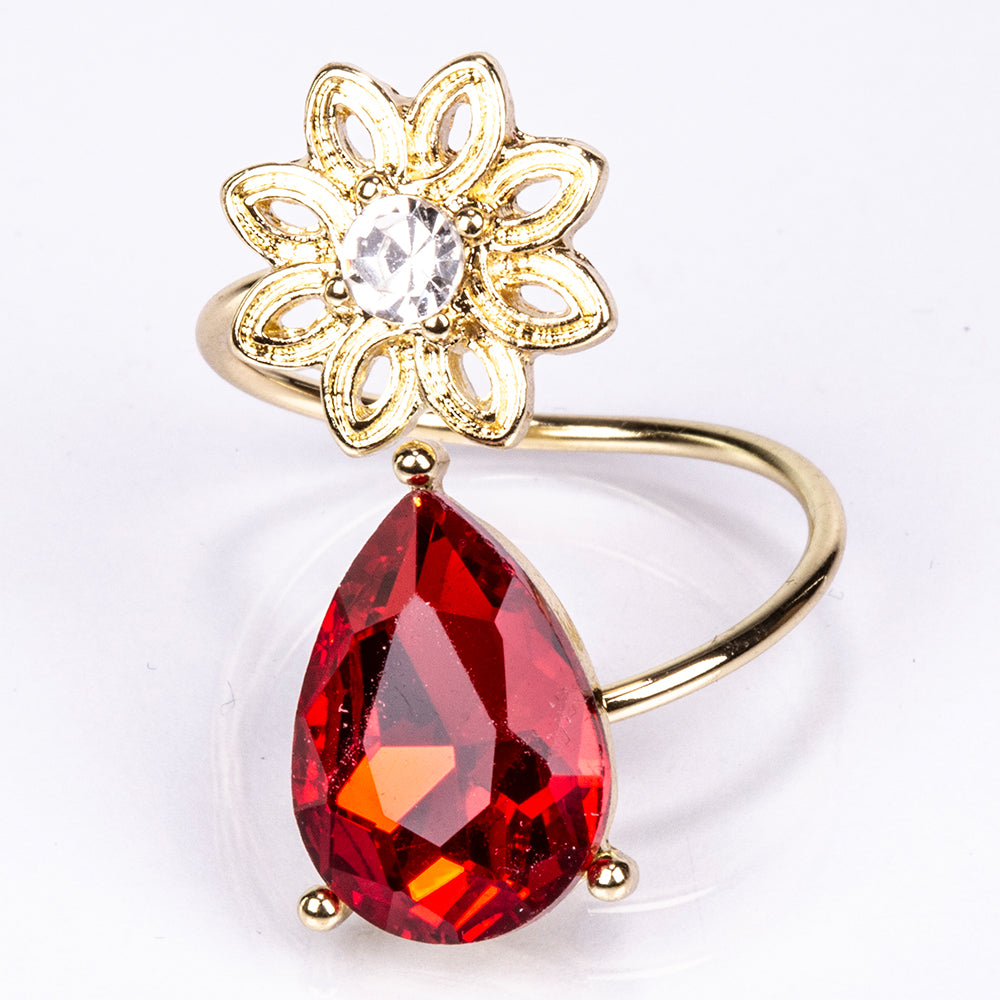 Arany tónusú Emporia Ötvözetű Szett Vörös Emporia® Kristállyal és Fehér Emporia® Kristállyal ( Nyaklánc+Fülbevaló ) 2 