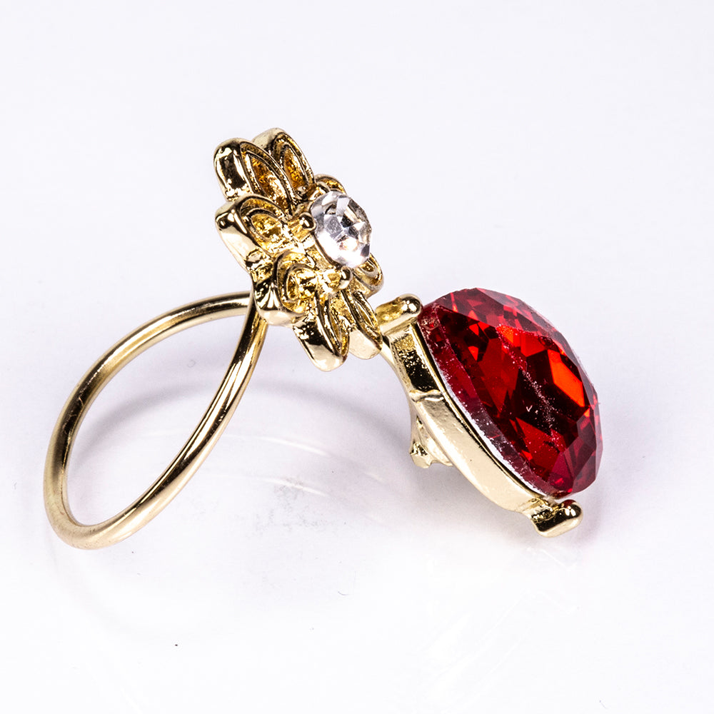 Arany tónusú Emporia Ötvözetű Szett Vörös Emporia® Kristállyal és Fehér Emporia® Kristállyal ( Nyaklánc+Fülbevaló ) 3 