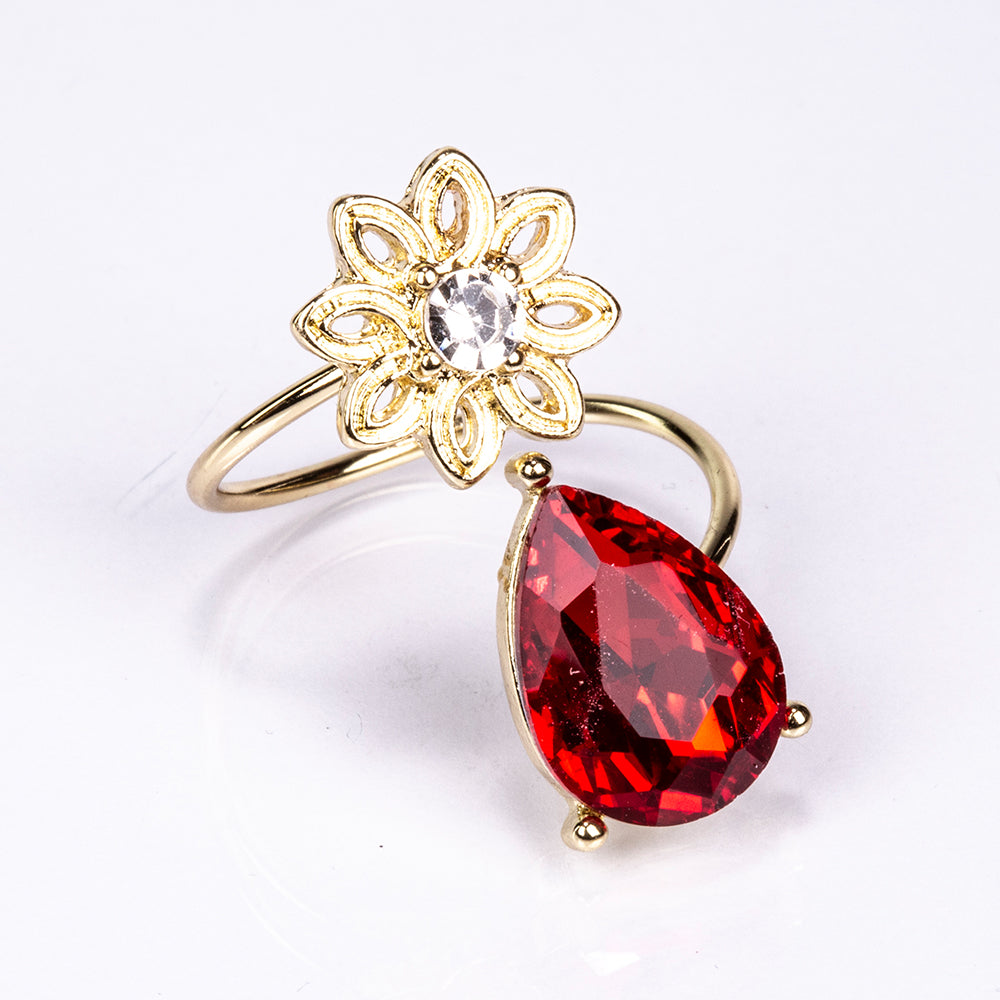 Arany tónusú Emporia Ötvözetű Szett Vörös Emporia® Kristállyal és Fehér Emporia® Kristállyal ( Nyaklánc+Fülbevaló )