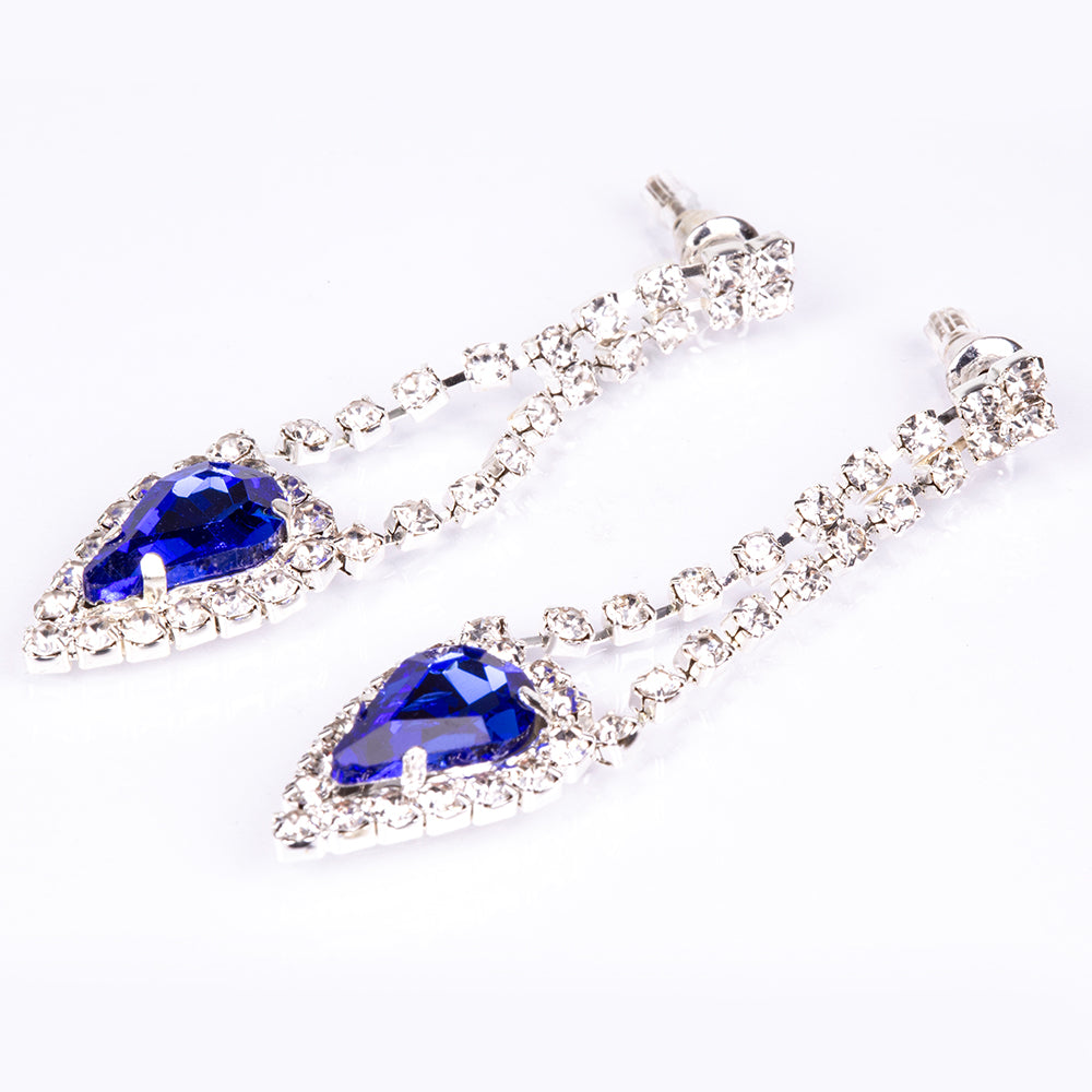 Arany tónusú Emporia Ötvözetű Szett Kék Emporia® Kristállyal és Fehér Emporia® Kristállyal ( Nyaklánc+Fülbevaló ) 2 