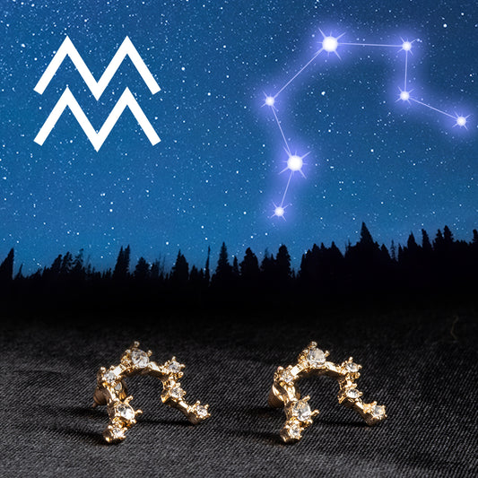 Vízöntő Arany tónusú Emporia Ötvözetű Fülbevaló Fehér Emporia® Kristállyal