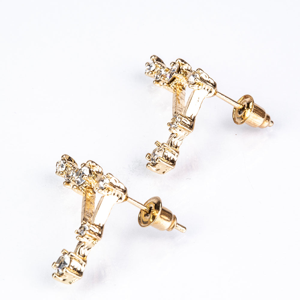 Mérleg Arany tónusú Emporia Ötvözetű Fülbevaló Fehér Emporia® Kristállyal 5 