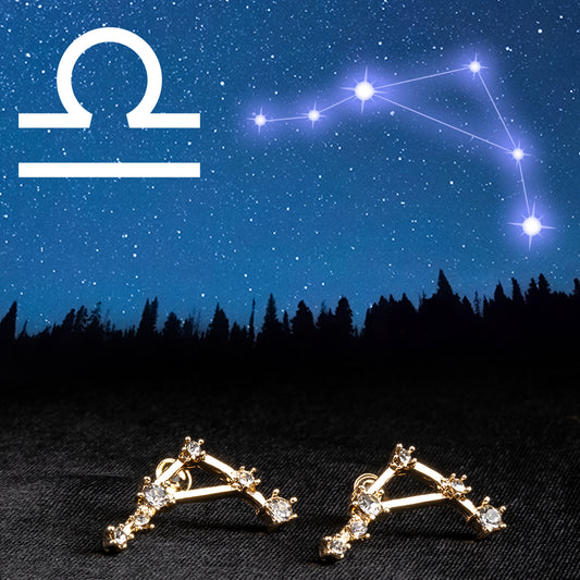 Mérleg Arany tónusú Emporia Ötvözetű Fülbevaló Fehér Emporia® Kristállyal