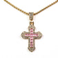 Kereszt Arany tónusú Emporia Ötvözetű Szett Rózsaszínű Emporia® Kristállyal és Fehér Emporia® Kristállyal ( Nyaklánc+Karkötő+Gyűrű+Medál )