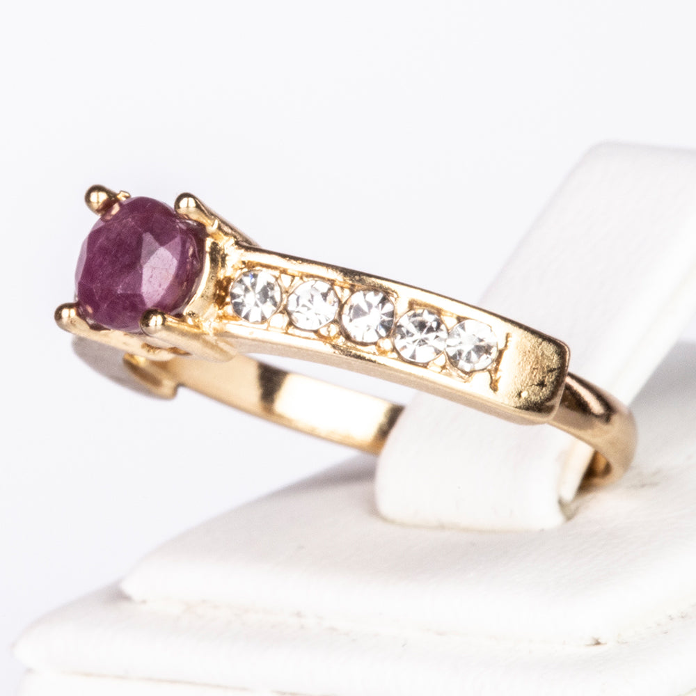 Arany tónusú Emporia Ötvözetű Szett Rubinnal és Fehér Emporia® Kristállyal ( Nyaklánc+Fülbevaló+Gyűrű+Medál ) 2 