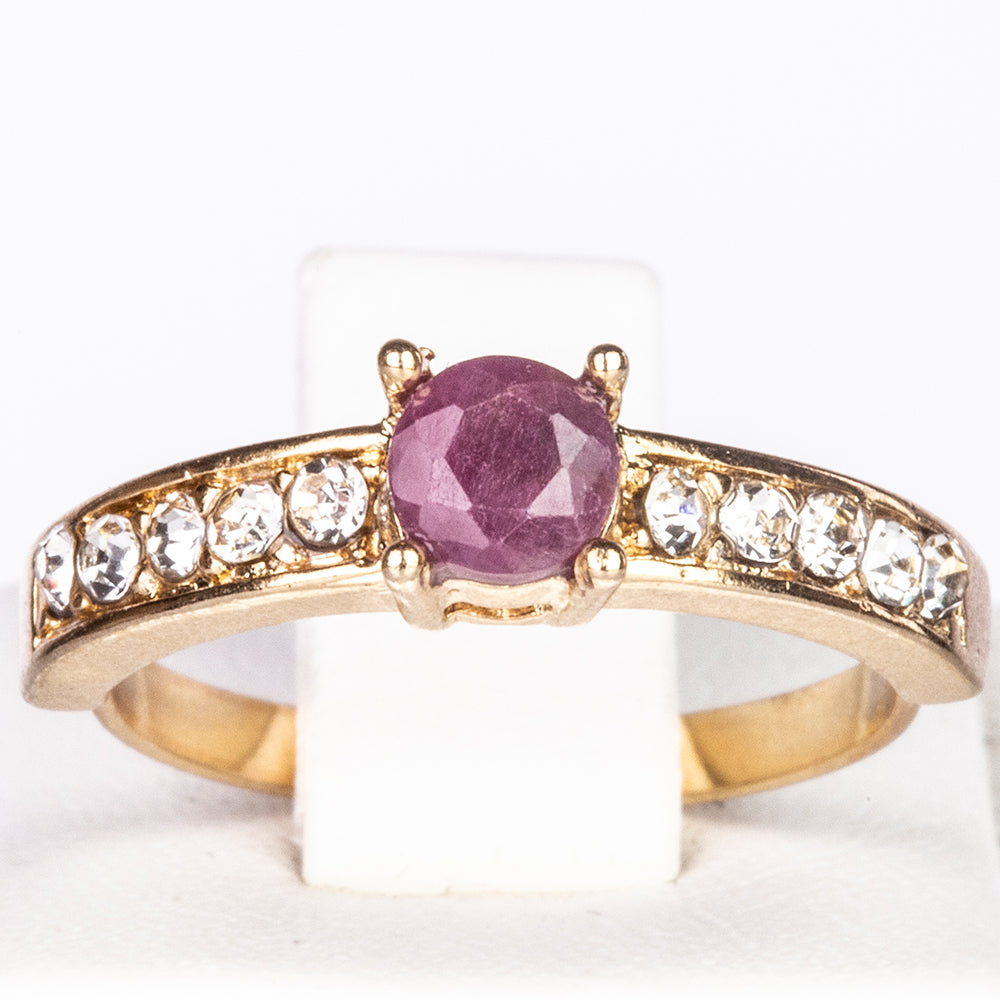 Arany tónusú Emporia Ötvözetű Szett Rubinnal és Fehér Emporia® Kristállyal ( Nyaklánc+Fülbevaló+Gyűrű+Medál ) 3 