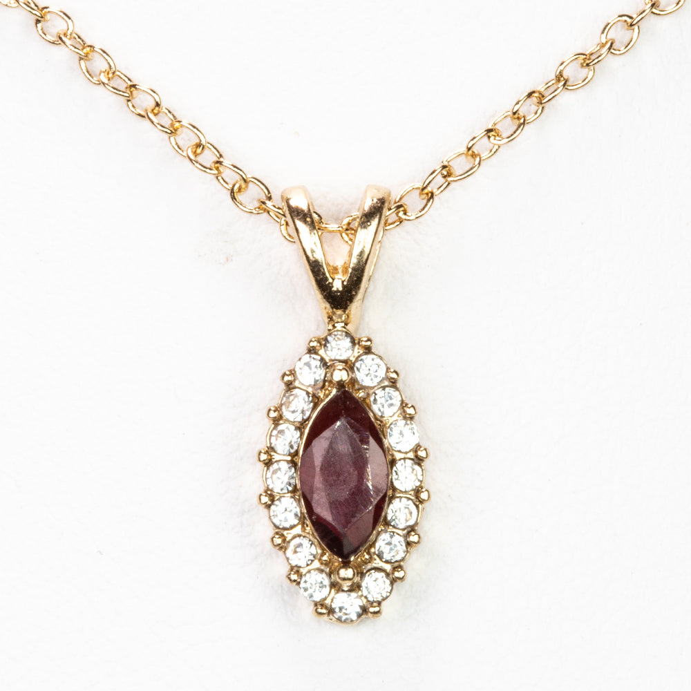 Arany tónusú Emporia Ötvözetű Nyaklánc Gránáttal és Fehér Emporia® Kristállyal ( Nyaklánc+Medál ) 1 