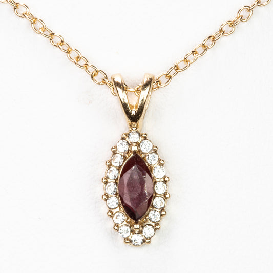 Arany tónusú Emporia Ötvözetű Nyaklánc Gránáttal és Fehér Emporia® Kristállyal ( Nyaklánc+Medál )