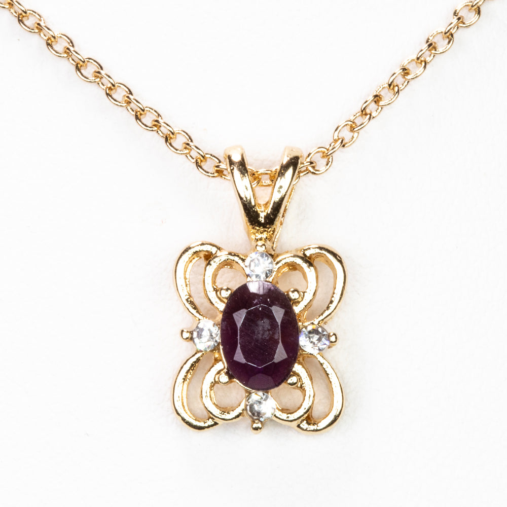 Arany tónusú Emporia Ötvözetű Nyaklánc Ametiszttel és Fehér Emporia® Kristállyal ( Nyaklánc+Medál ) 1 