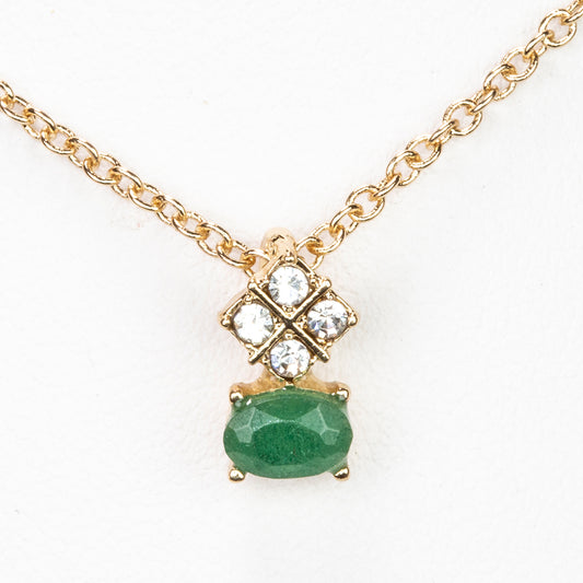 Arany tónusú Emporia Ötvözetű Nyaklánc Smaragddal és Fehér Emporia® Kristállyal ( Nyaklánc+Medál )