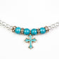 Kereszt Gyöngy Nyaklánc Türkizzel ( Nyaklánc+Medál )