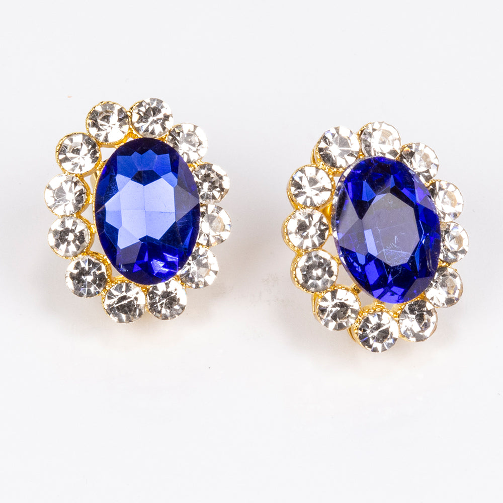 Arany tónusú Emporia Ötvözetű Szett Kék Emporia® Kristállyal és Fehér Emporia® Kristállyal ( Nyaklánc+Fülbevaló ) 3 