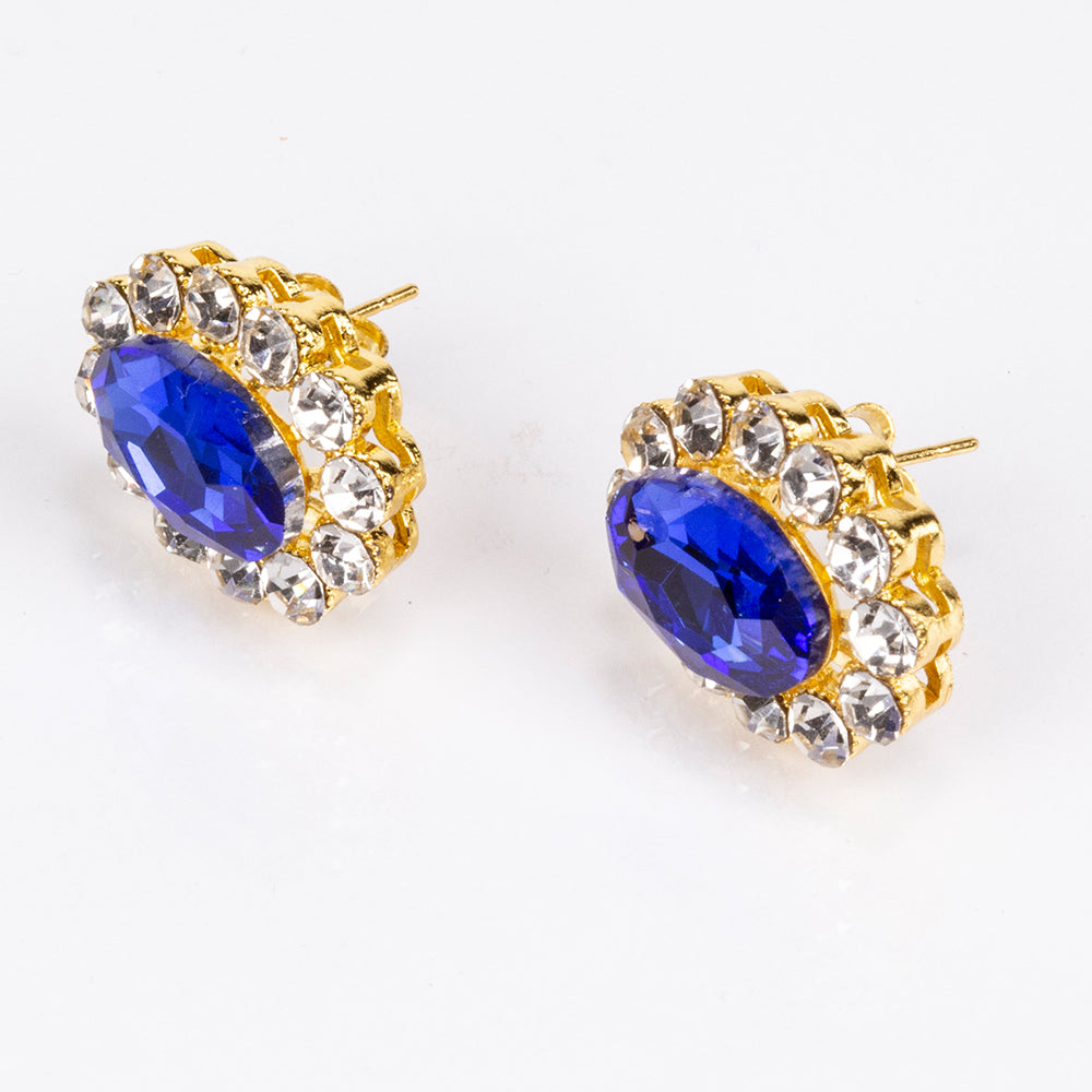 Arany tónusú Emporia Ötvözetű Szett Kék Emporia® Kristállyal és Fehér Emporia® Kristállyal ( Nyaklánc+Fülbevaló ) 4 