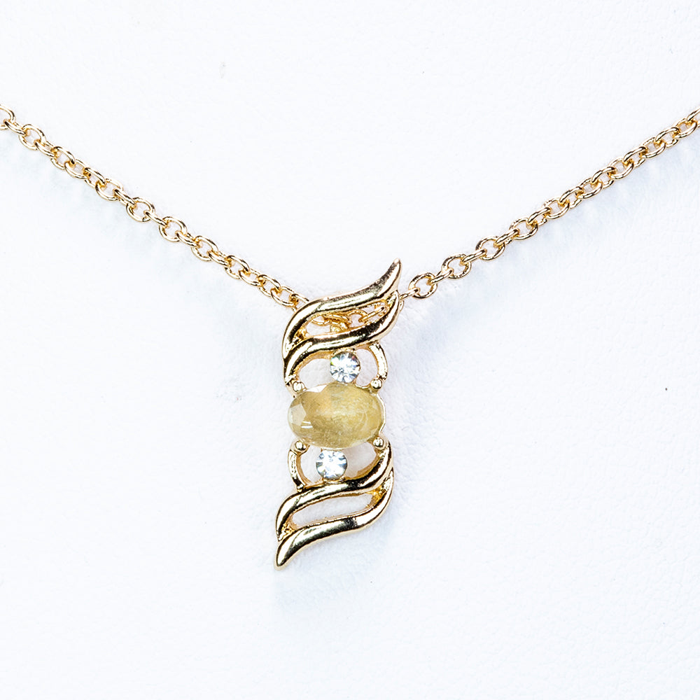 Arany tónusú Emporia Ötvözetű Nyaklánc Fehér Emporia® Kristállyal ( Nyaklánc+Medál )