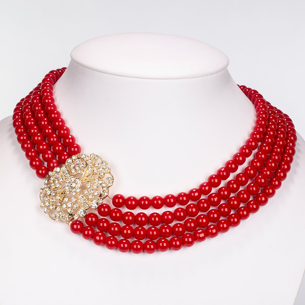 Arany tónusú Emporia Ötvözetű Szett Fehér Emporia® Kristállyal ( Nyaklánc+Karkötő ) 5 