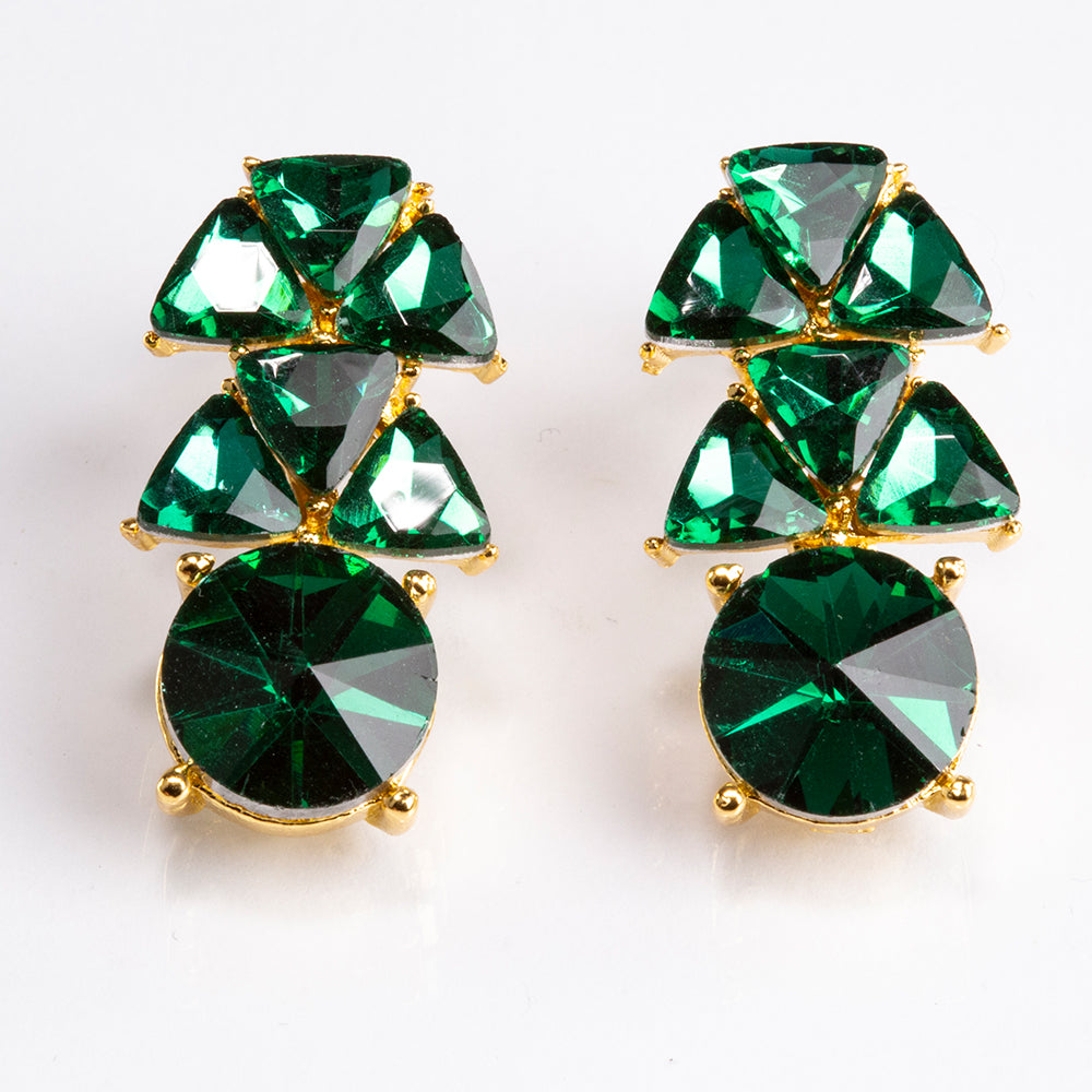 Arany tónusú Emporia Ötvözetű Szett Zöld Emporia® Kristállyal ( Nyaklánc+Fülbevaló ) 4 