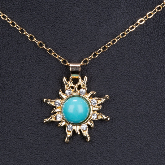 Arany tónusú Emporia Ötvözetű Nyaklánc Türkizzel