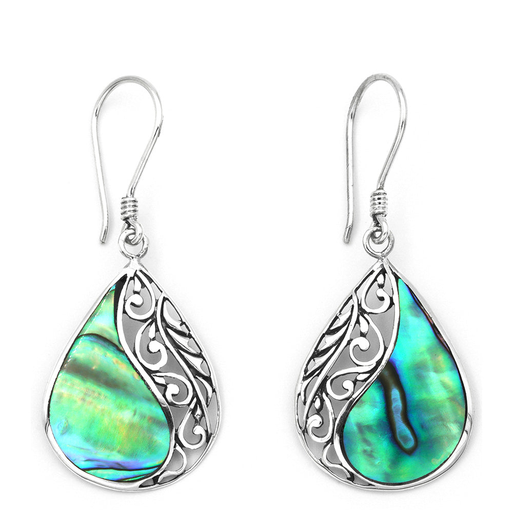 Ezüst Fülbevaló Abalone Kagylóval