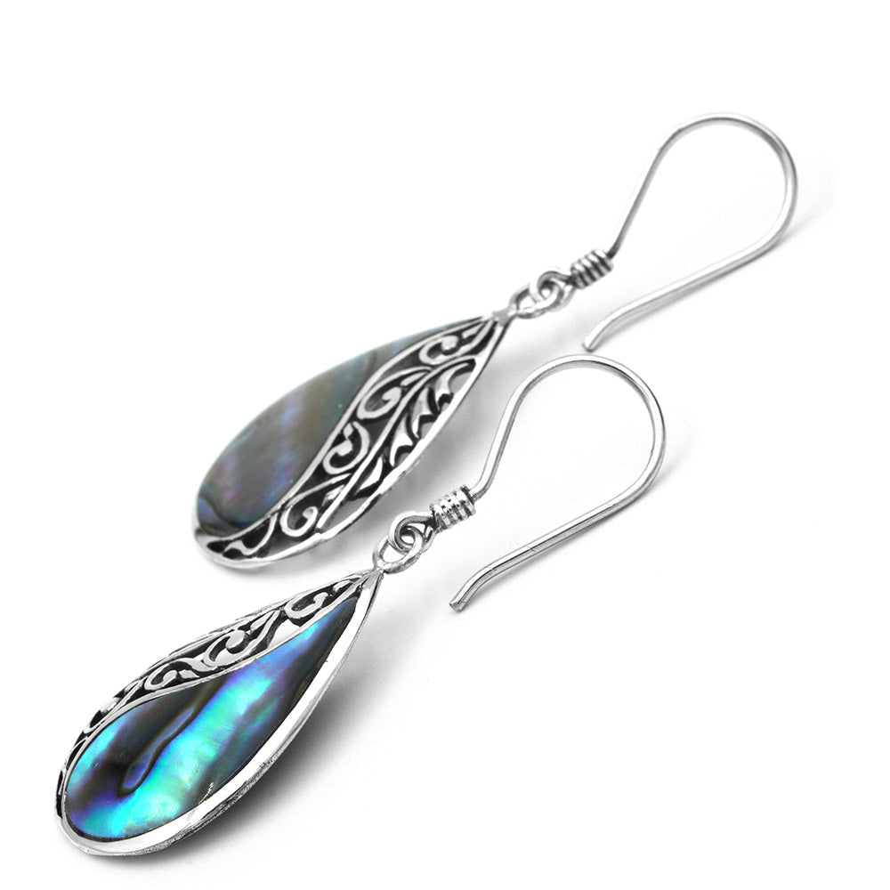 Ezüst Fülbevaló Abalone Kagylóval