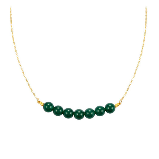 Arannyal Bevont Ezüst Nyaklánc Zöld Jádéval