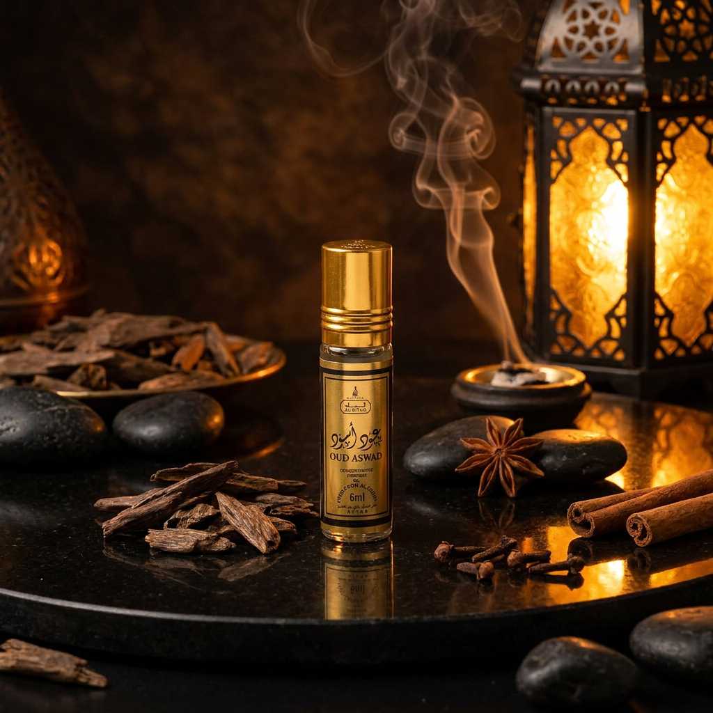 Oud Aswad Al Riyad golyós parfümolaj 6 ml – fás-fűszeres férfi illat 2 