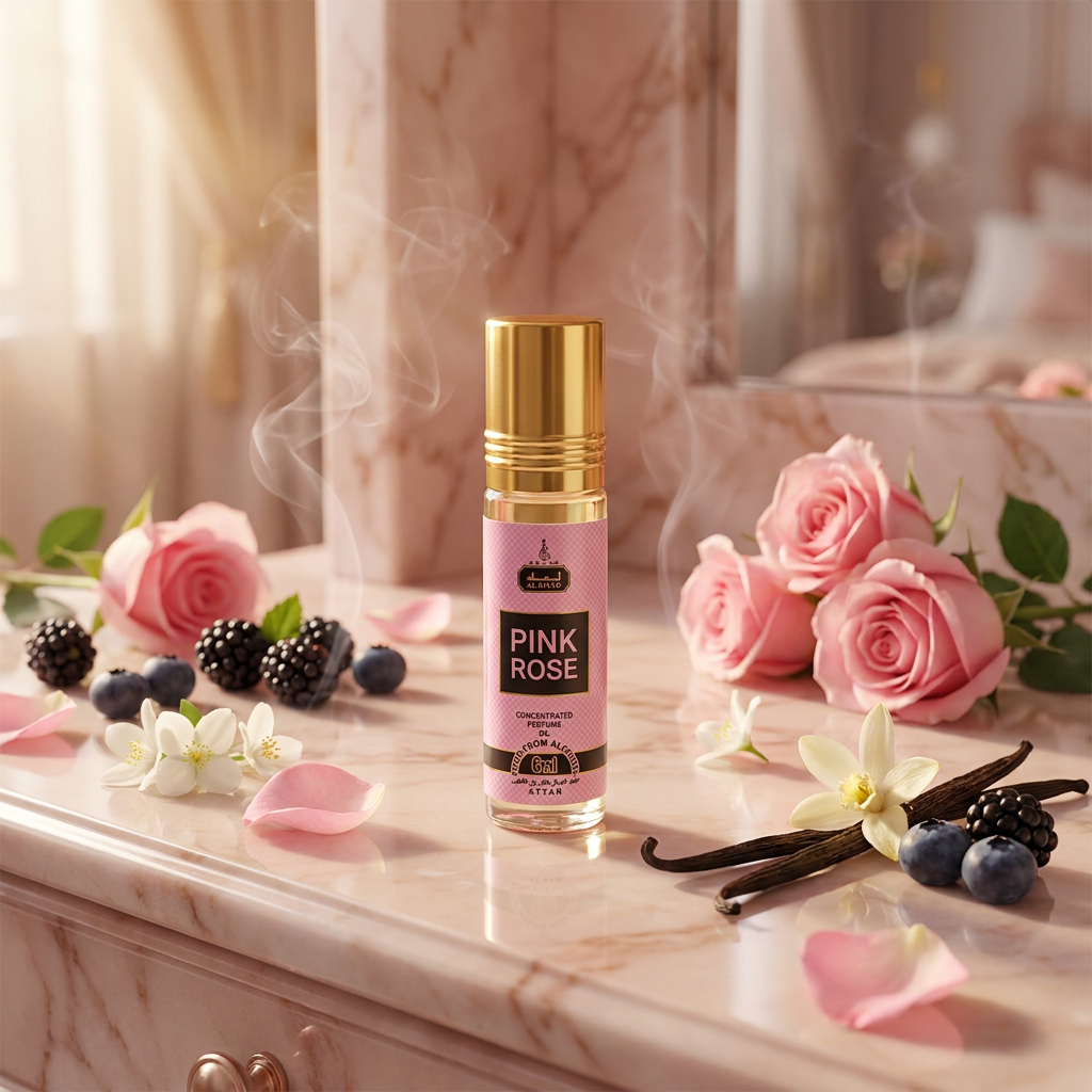 Pink Rose Al Riyad golyós parfümolaj 6 ml – gyümölcsös-virágos női illat 4 