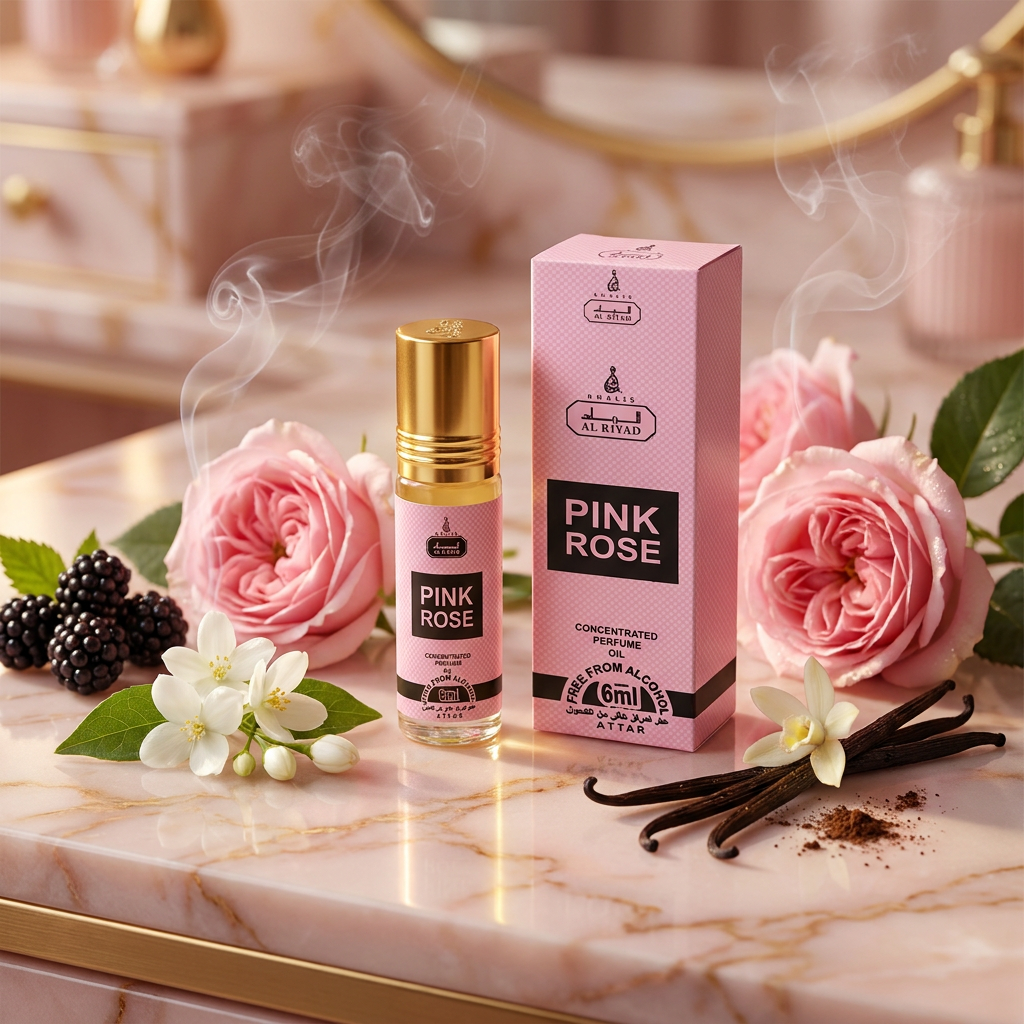 Pink Rose Al Riyad golyós parfümolaj 6 ml – gyümölcsös-virágos női illat 1 