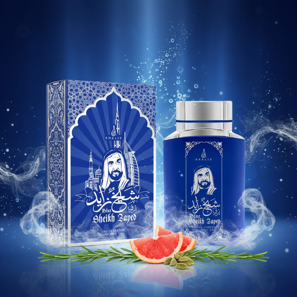 100 ml Eau de Perfume SHEIKH ZAYED BLUE Pézsmás Oud Illat Férfiaknak 3 