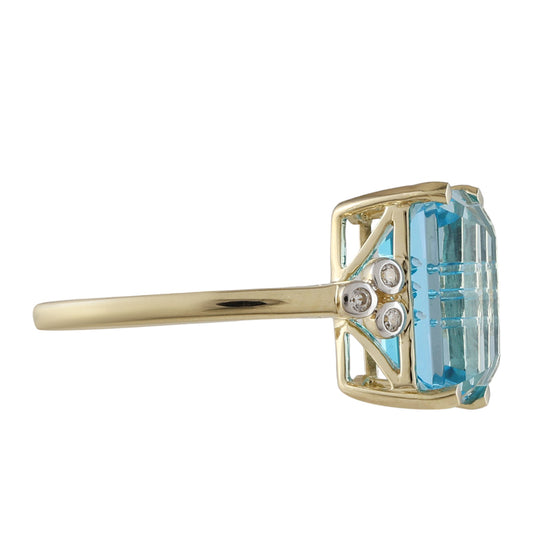 Arany Gyűrű Paraiba Kék Topázzal és Természetes Cirkónnal