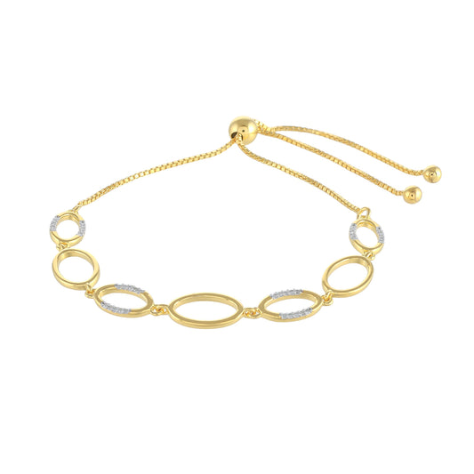 Arannyal Bevont Ezüst Karkötő Fehér Gyémánttal