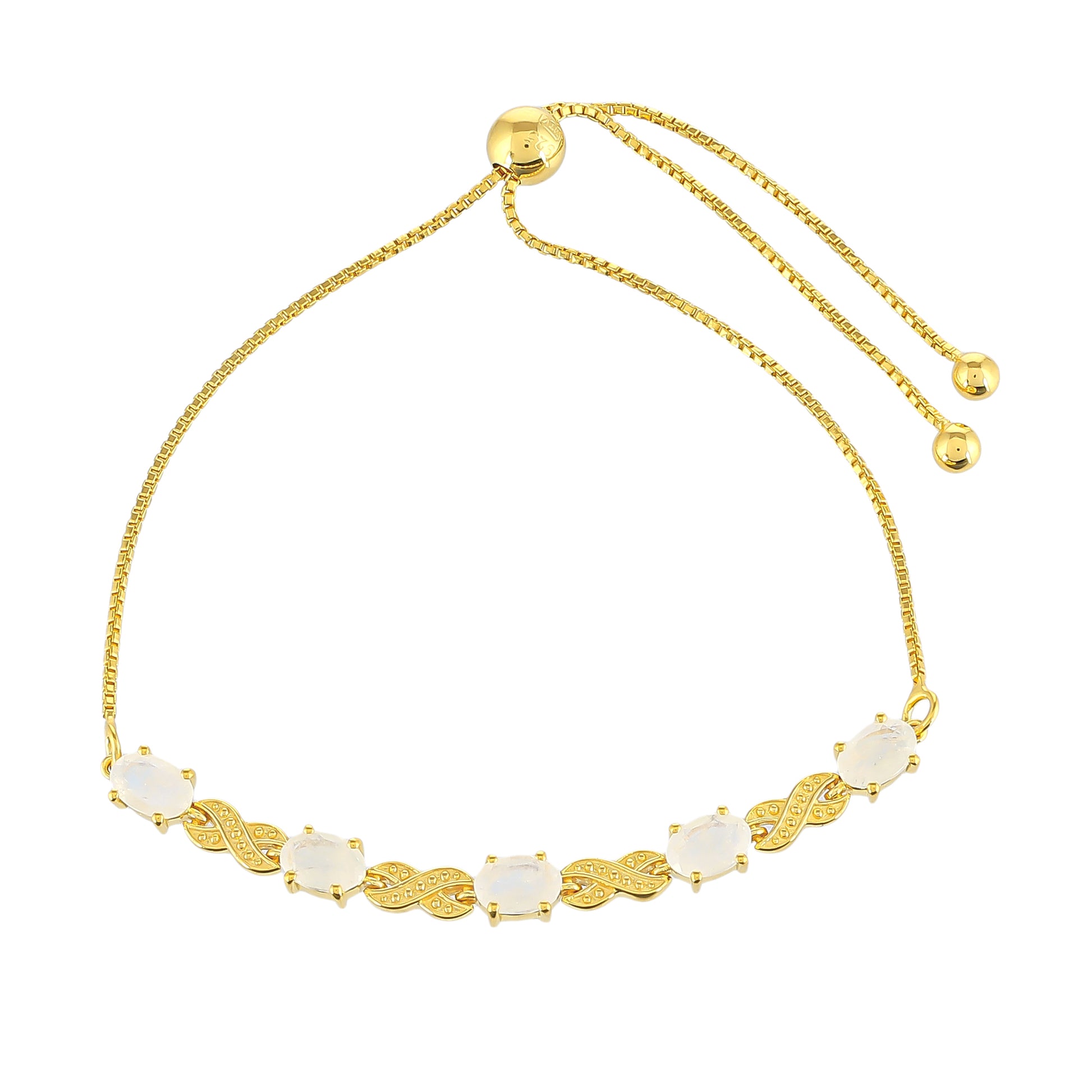 Arannyal Bevont Ezüst Karkötő Szivárvány Holdkővel 1 