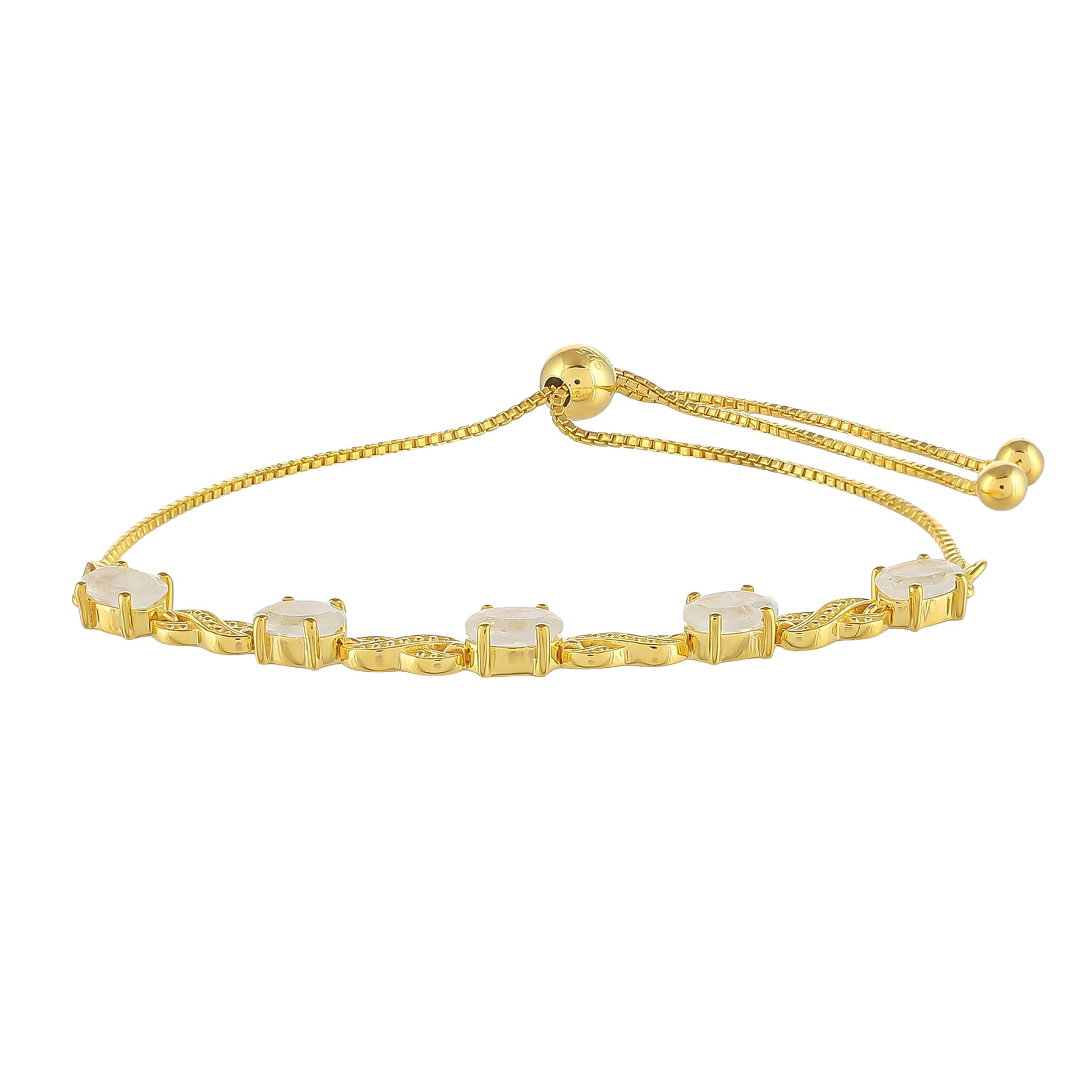 Arannyal Bevont Ezüst Karkötő Szivárvány Holdkővel 2 