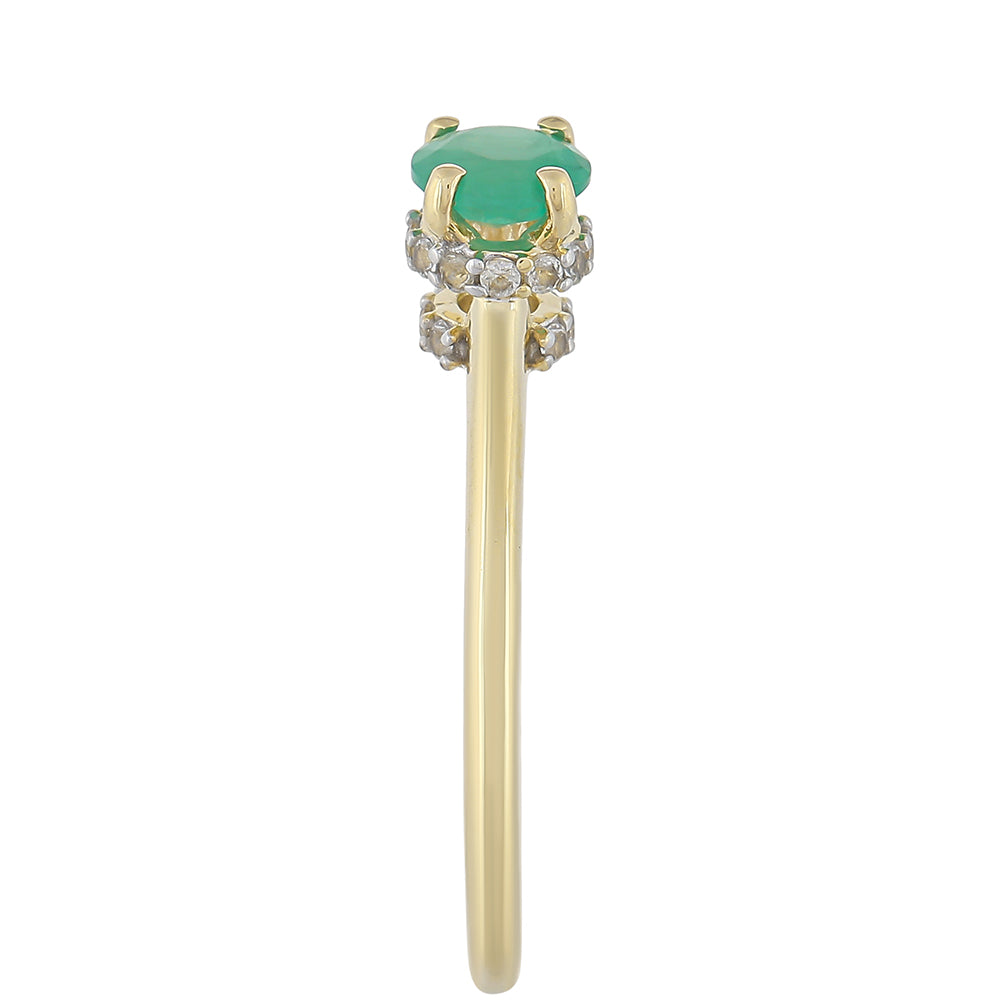 9 Karátos Arany Gyűrű Brazil Smaragddal és Fehér Topázzal 3 