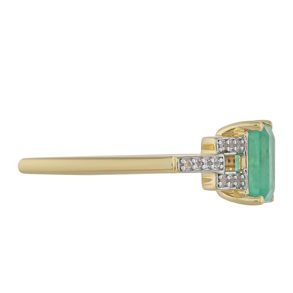 9 Karátos Arany Gyűrű Brazil Smaragddal és Fehér Topázzal 2 