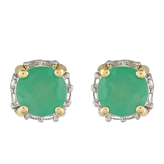 9 Karátos Arany Fülbevaló Brazil Smaragddal és Fehér Topázzal