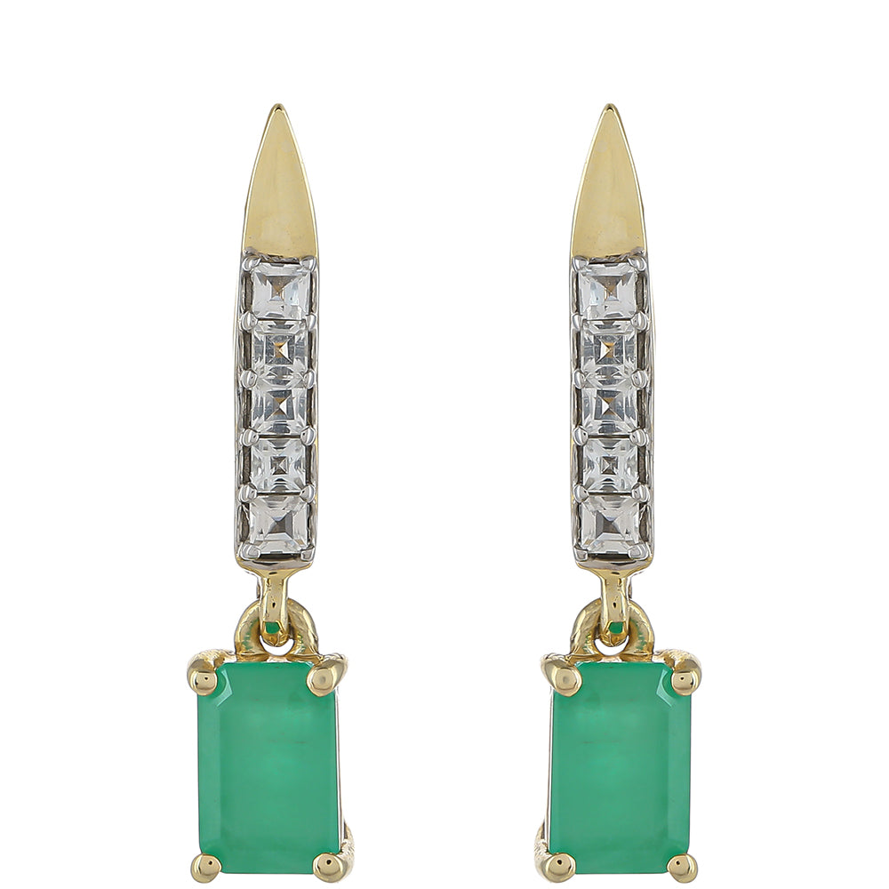 9 Karátos Arany Fülbevaló Brazil Smaragddal és Fehér Topázzal 1 