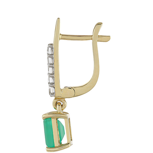 9 Karátos Arany Fülbevaló Brazil Smaragddal és Fehér Topázzal