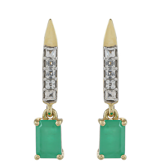 9 Karátos Arany Fülbevaló Brazil Smaragddal és Fehér Topázzal