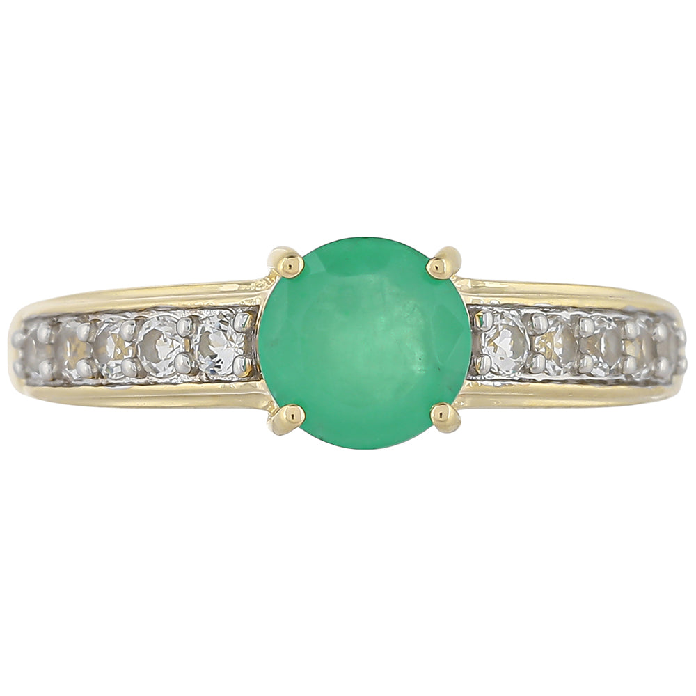 9 Karátos Arany Gyűrű Brazil Smaragddal és Fehér Topázzal 1 
