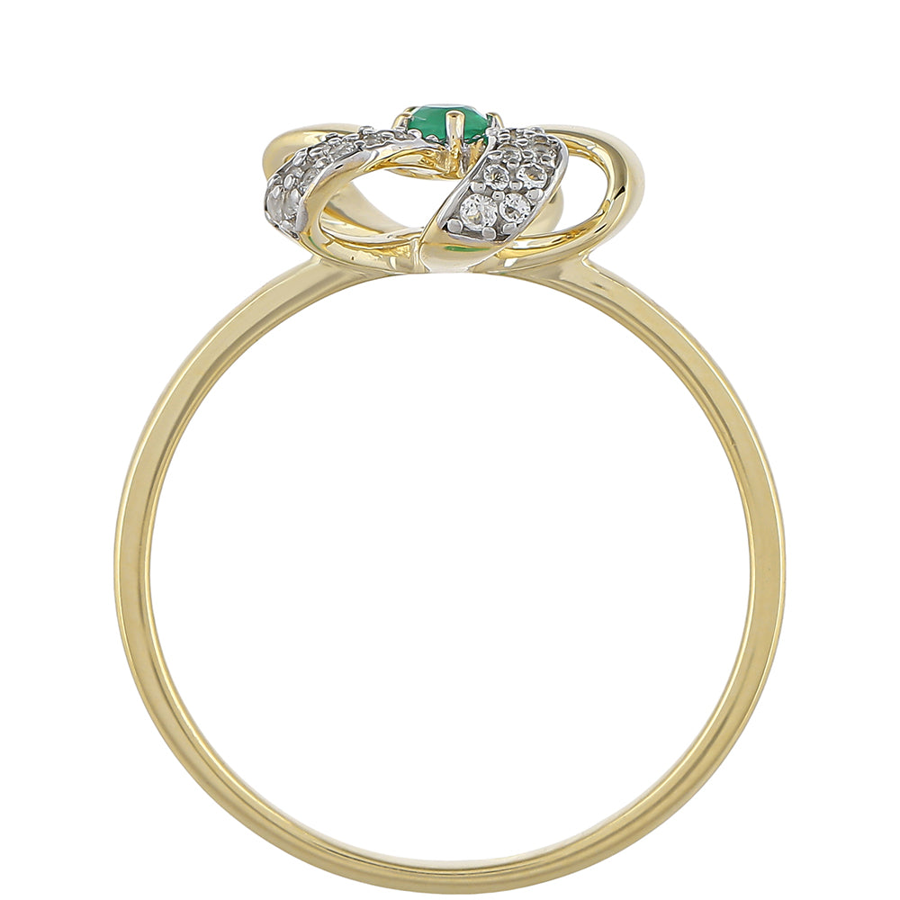 9 Karátos Arany Gyűrű Brazil Smaragddal és Fehér Topázzal